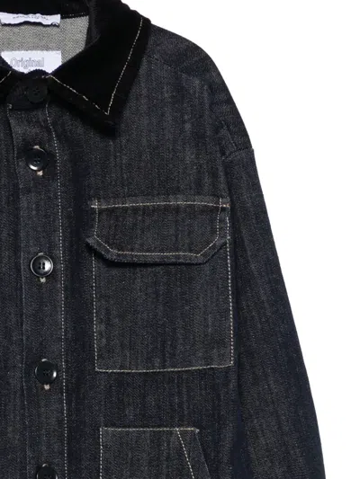 Paolo Pecora Velvet-collar Denim Shirt In Black