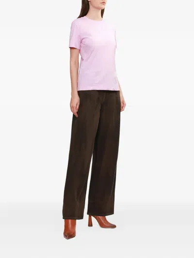 Msgm Small Logo Crew Neck T-shirt In Pink