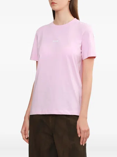 Msgm Small Logo Crew Neck T-shirt In Pink
