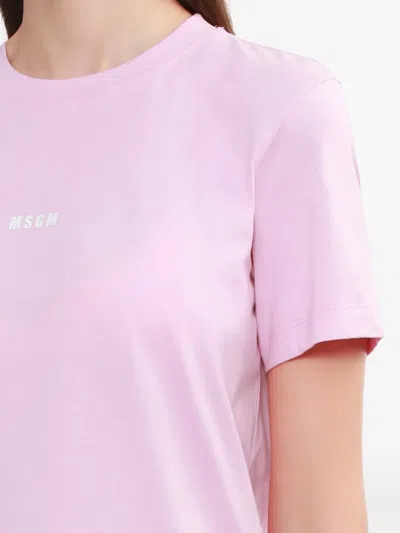 Msgm Small Logo Crew Neck T-shirt In Pink