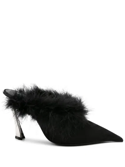 羽毛边饰尖头高跟穆勒鞋（10.5厘米）