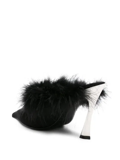 羽毛边饰尖头高跟穆勒鞋（10.5厘米）