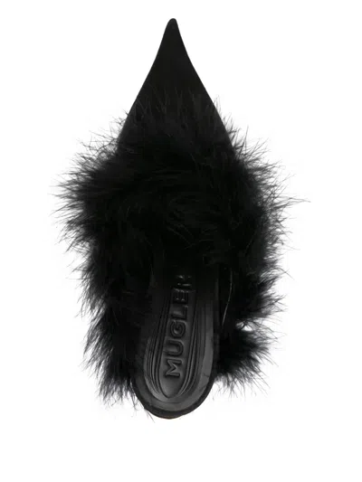 羽毛边饰尖头高跟穆勒鞋（10.5厘米）