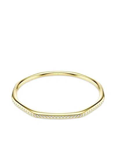Swarovski Dextera Pave Crystal Geometric Bangle Bracelet In Gold