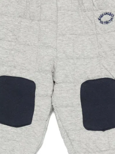 Bobo Choses Quilted Knee-patch Track Pants In Gray