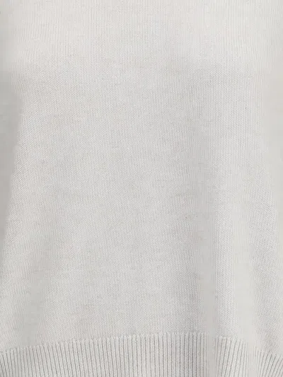 Brunello Cucinelli Cashmere Sweater Striped Cuffs Jewels In Neutral