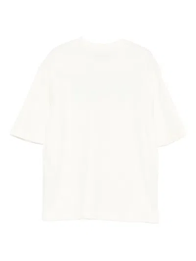 Msgm Pearl-embellished Logo T-shirt In White
