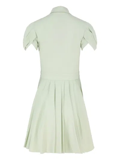 Alexis April Puffed-sleeve Pleated Mini Dress In Green