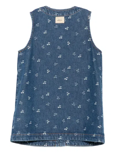 Bonpoint Cherry-print Button-front Dress In Blue