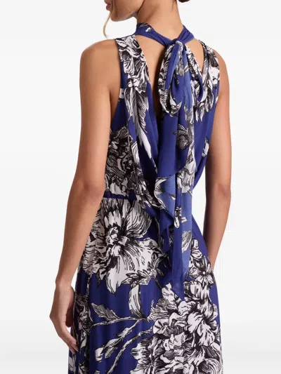 Alice And Olivia Cowl-neck Floral Maxi Day Dress In Blue