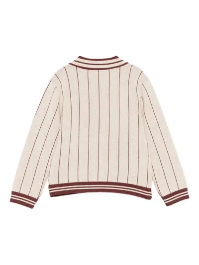 条纹细节POLO领毛衣