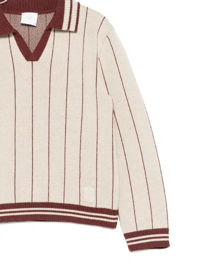条纹细节POLO领毛衣