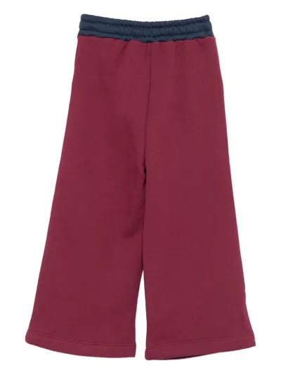 Msgm Logo-print Drawstring Trousers In Burgundy
