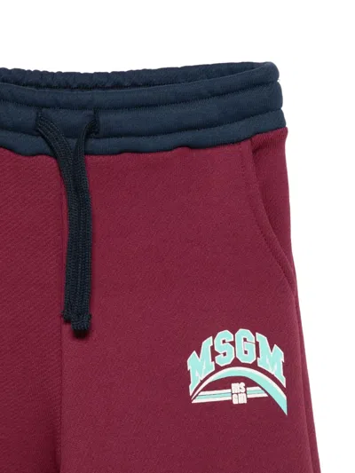 Msgm Logo-print Drawstring Trousers In Burgundy