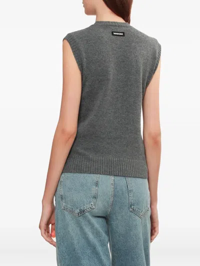 Msgm Diamond-pattern Sleeveless Top In Gray