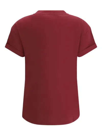 Brunello Cucinelli Cotton T-shirt Embellished Shiny Jewels In Red