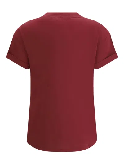 Brunello Cucinelli Cotton T-shirt Embellished Shiny Jewels In Red