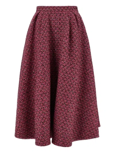 Alessandra Rich Tweed A-line High-waisted Midi Skirt In Pink