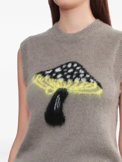 Msgm Mushroom-print Vest In Gray