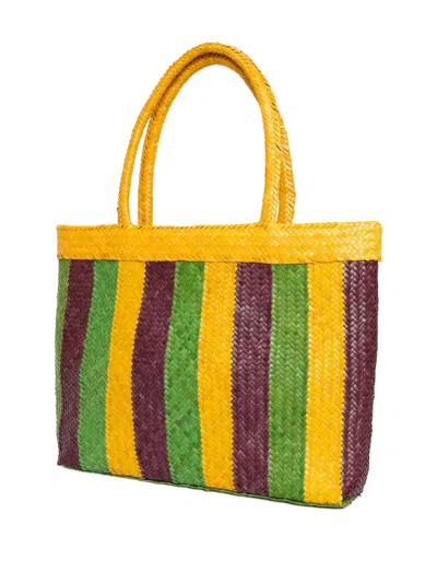 Brigitte Bahia Stripe Woven Beach Bag In Yellow