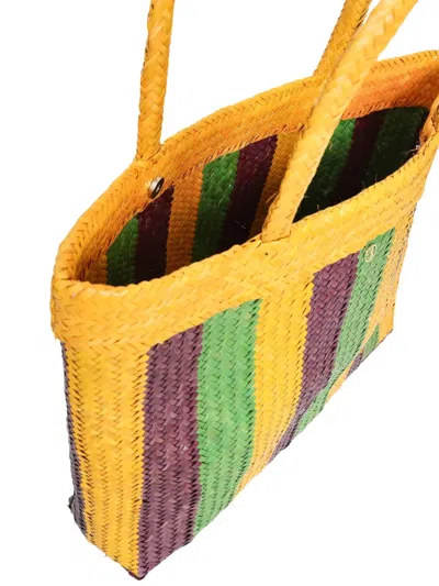 Brigitte Bahia Stripe Woven Beach Bag In Yellow