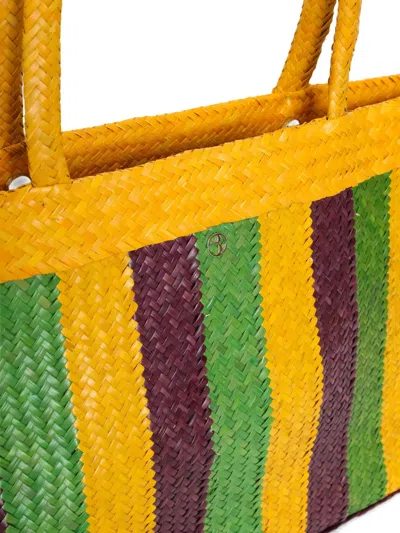 Brigitte Bahia Stripe Woven Beach Bag In Yellow