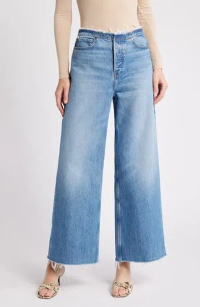 Frame Le Distressed Nonstretch Low Rise Wide Leg Cutoff Jeans
