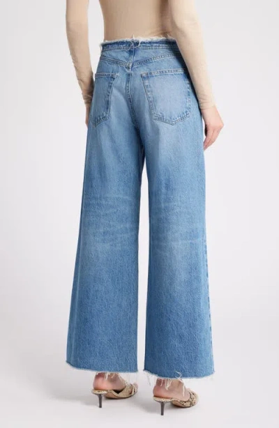 Frame Le Distressed Nonstretch Low Rise Wide Leg Cutoff Jeans