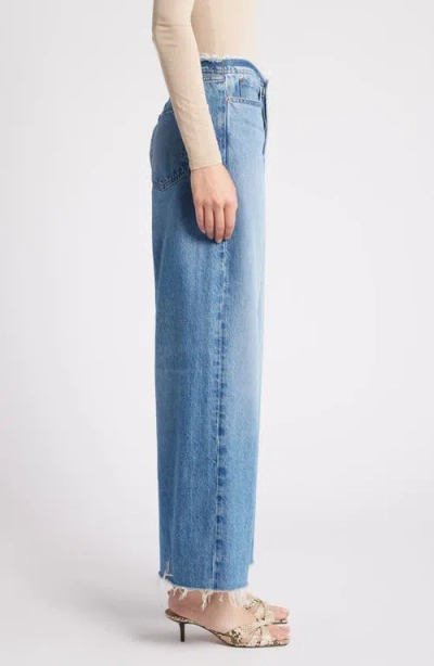 Frame Le Distressed Nonstretch Low Rise Wide Leg Cutoff Jeans