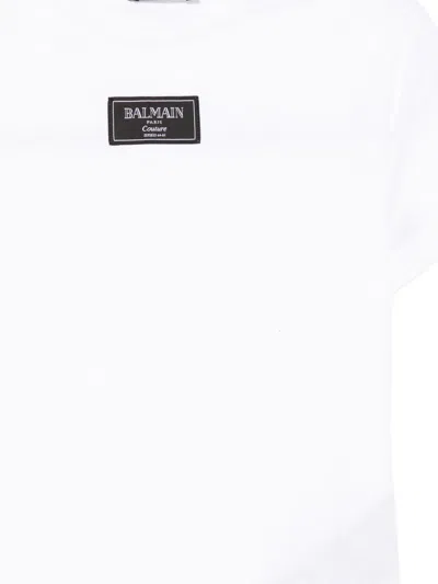 Balmain Cotton Logo Patch T-shirt In White