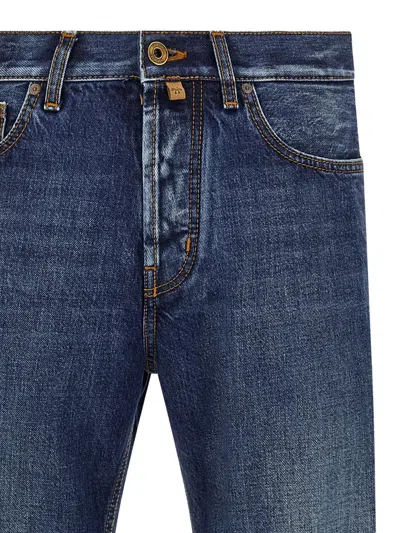 Jacob Cohen Belt Loops Contrast Stitching Faded Jeans In Blue