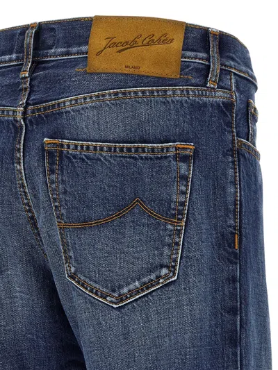 Jacob Cohen Belt Loops Contrast Stitching Faded Jeans In Blue