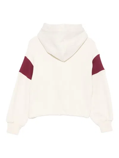 Msgm Logo-print Colour-block Hoodie In White