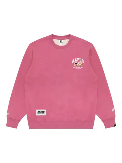 Aape By A Bathing Ape Logo Crew-neck Sweatshirt In Pink