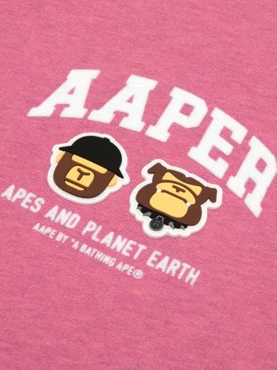 Aape By A Bathing Ape Logo Crew-neck Sweatshirt In Pink