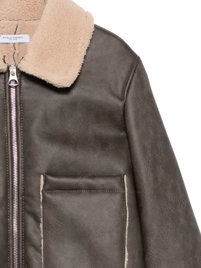 Paolo Pecora Shearling-collar Zip-front Jacket In Black