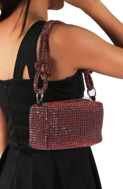 Berness Rhinestone Rectangular Shoulder Bag In Red