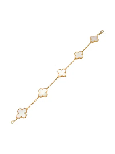 Pre-owned Van Cleef & Arpels 2010s 18k Rose Gold Semi-custom Alhambra Bless 5 Motifs Bracelet In Pink
