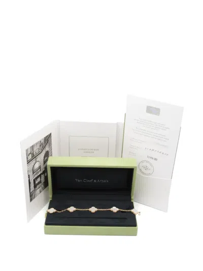 Pre-owned Van Cleef & Arpels 2010s 18k Rose Gold Semi-custom Alhambra Bless 5 Motifs Bracelet In Pink