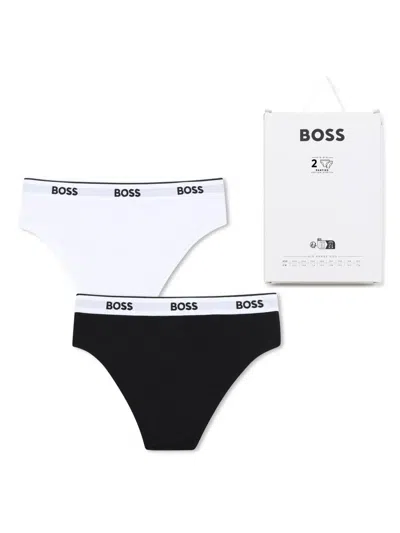 Bosswear Logo-band Panties (pack Of Two) In Black