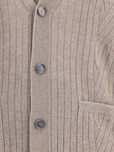 Brioni Wool Cardigan In Neutral