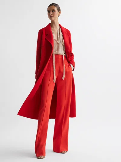 Reiss Coral Emile Wool Belted Blindseam Coat In Red