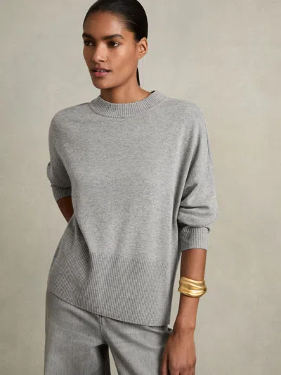Reiss Grey Geometric Colour-block Jumper With Wool And Cashmere In Gray
