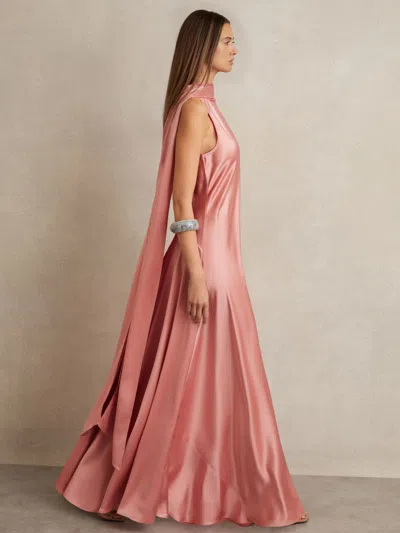 Reiss Fae Cape Back Maxi Dress In Pink