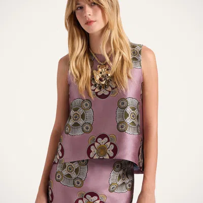 La Doublej La Scala Asymmetric Jacquard Top In Purple