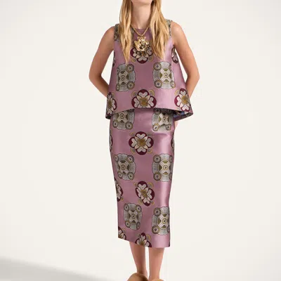 La Doublej La Scala Asymmetric Jacquard Top In Purple