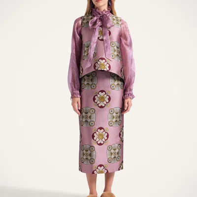 La Doublej La Scala Asymmetric Jacquard Top In Purple