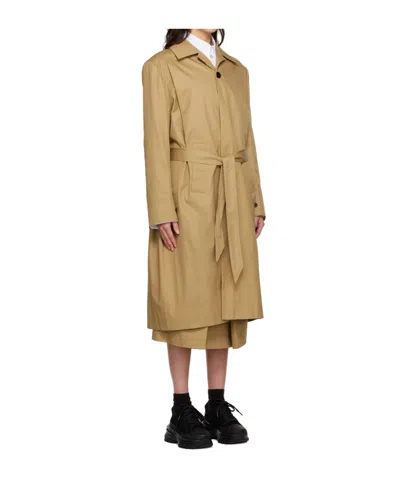 Wooyoungmi Beige Long Trench Coat In Animal Print
