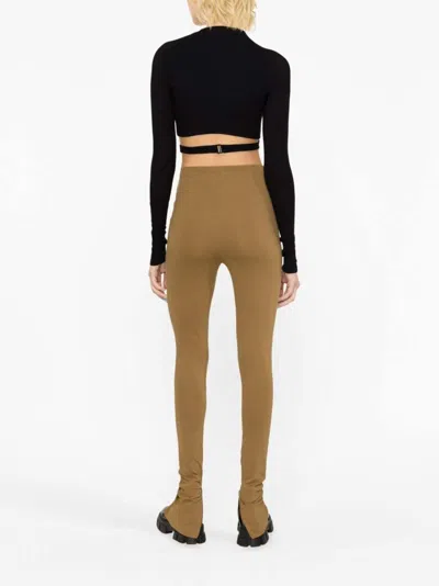 Wardrobe.nyc High-waisted Leggings With Side Zip Pockets In Brown