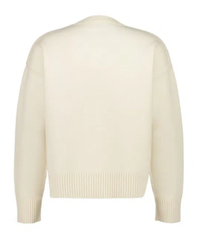 Ami Alexandre Mattiussi Ami Paris Ami Heart Design Wool Sweater In Intarsia Knit In White